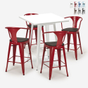 set 4 pallar högt vitt metall bord 60x60cm bucket wood white Bestånd