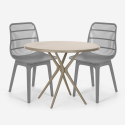 Set 2 stolar modern design runt beige bord 80cm utomhus Bardus Pris
