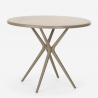 Set 2 stolar modern design runt beige bord 80cm utomhus Bardus 