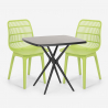 Set 2 polypropen stolar kvadratiskt svart bord 70x70cm modern design Cevis Dark Erbjudande
