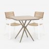 Set 2 stolar kvadratiskt beige bord 70x70cm polypropen utomhus Clue Rea