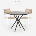 Set 2 stolar modern design runt svart bord 80cm Fisher Dark Kampanj