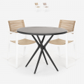 Set 2 stolar modern design runt svart bord 80cm Fisher Dark Kampanj