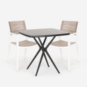 Set kvadratisk svart bord 70x70cm 2 stolar modern design Clue Dark Rea