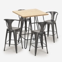 set 4 industriella pallar bord i trä 60x60cm bar kök mason Pris