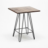 set industriellt bord trä metall 60x60cm 4 pallar mason noix wood 