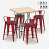 set 4 pallar industriellt högt bord trä metall 60x60cm mason steel top Kampanj