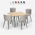 Set 4 stolar kvadratiskt bord 80x80cm industriell design Claw Light Kampanj
