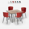 Set kvadratiskt bord 80x80cm 4 stolar trä metall industriell stil Claw Erbjudande