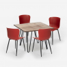 Set kvadratiskt bord 80x80cm 4 stolar trä metall industriell stil Claw Egenskaper