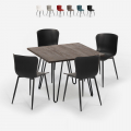 Set bord 80x80cm kvadratiskt 4 stolar industriell stil metall Claw Dark Kampanj