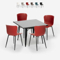 set 4 Lix stolar kvadratiskt bord 80x80cm industriell stil wrench dark Rea