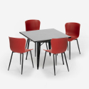 set 4 stolar kvadratiskt bord 80x80cm industriell stil wrench dark Mått
