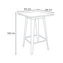 set högt bord i trä 60x60cm 4 industriella metall pallar bruck wood 