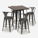 set 4 industriella metall pallar högt bord 60x60cm bruck wood black Inköp
