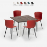 set 4 stolar kvadratiskt bord 80x80cm trä metall anvil light Rea