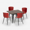 set kvadratiskt bord 80x80cm Lix 4 stolar industriell stil anvil dark Mått
