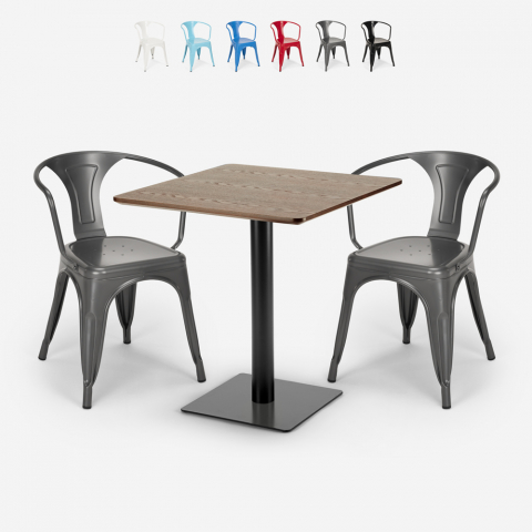 Set 2 Tolix stolar bord Horeca 70x70cm barer restauranger Starter Kampanj