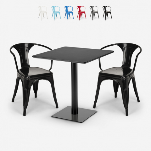 Set bord Horeca 70x70cm 2 stolar industriell design Starter Dark