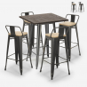set högt bord 60x60cm 4 metall pallar vintage design bar axel Försäljning
