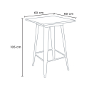 set 4 pallar vintage högt industriellt bord 60x60cm bar kök rush 