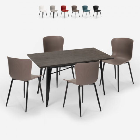 Set matbord 120x60cm Tolix industriell design 4 stolar Ruler Kampanj