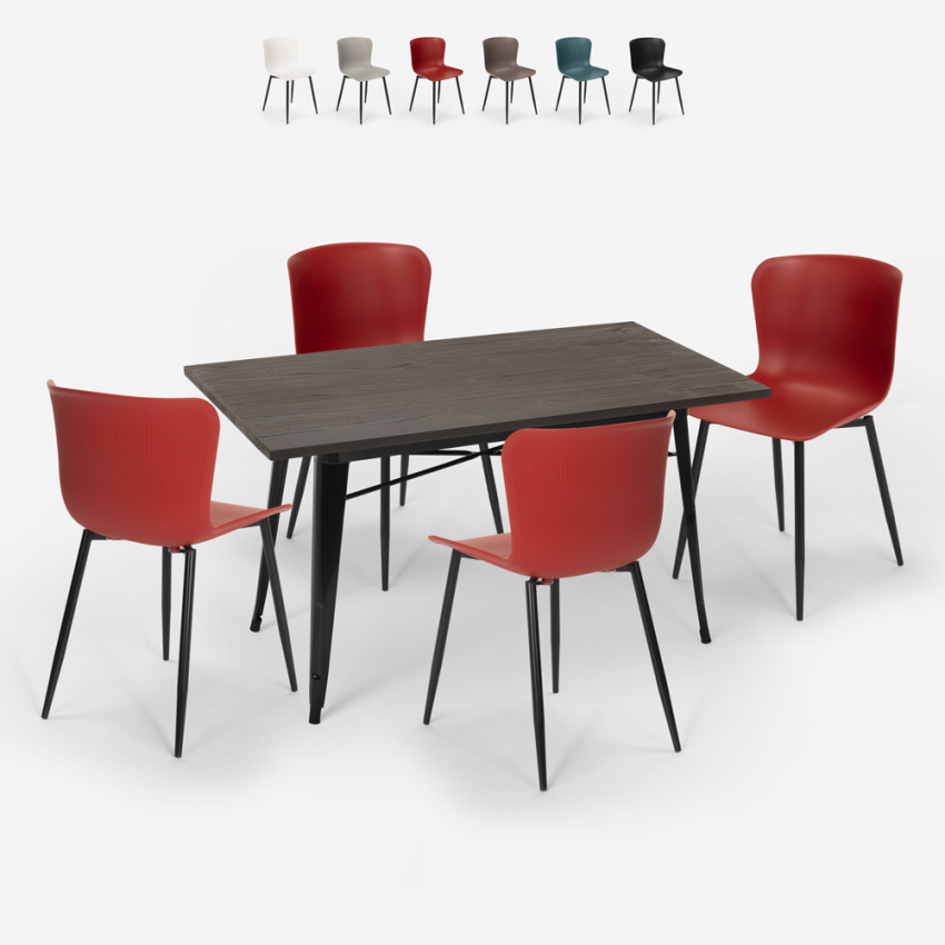set matbord 120x60cm Lix industriell design 4 stolar ruler Erbjudande