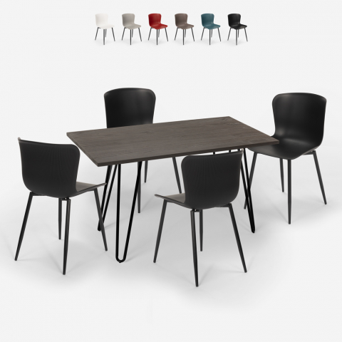Set 4 stolar rektangulärt bord Tolix industriell stil 120x60cm Wire Kampanj