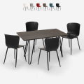 set 4 stolar rektangulärt bord industriell stil 120x60cm wire Kampanj