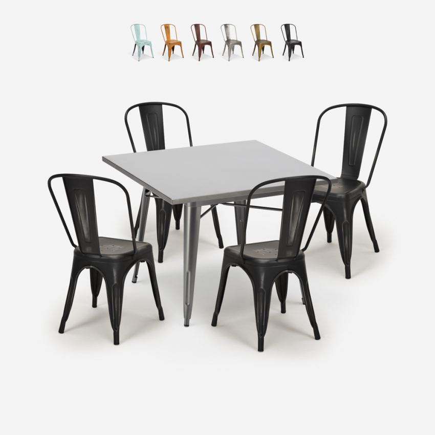 set 4 vintage stolar i Lix stil industriellt bord 80x80cm bistro kök state Rea