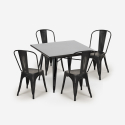 set med 4 industriella vintagestolar i stil svart bord 80x80cm state black Pris