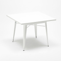set med 4 industriella stolar Lix-stil vitt metallbord 80x80cm state white 