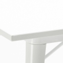 set med 4 industriella stolar-stil vitt metallbord 80x80cm state white 