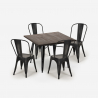 set med 4 vintage stolar matbord 80x80cm trä metall burton black Mått