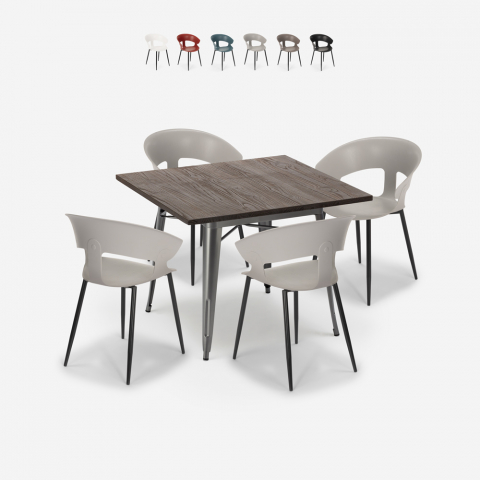 set kvadratiskt bord 80x80cm 4 Lix stolar industriell modern design reeve Kampanj