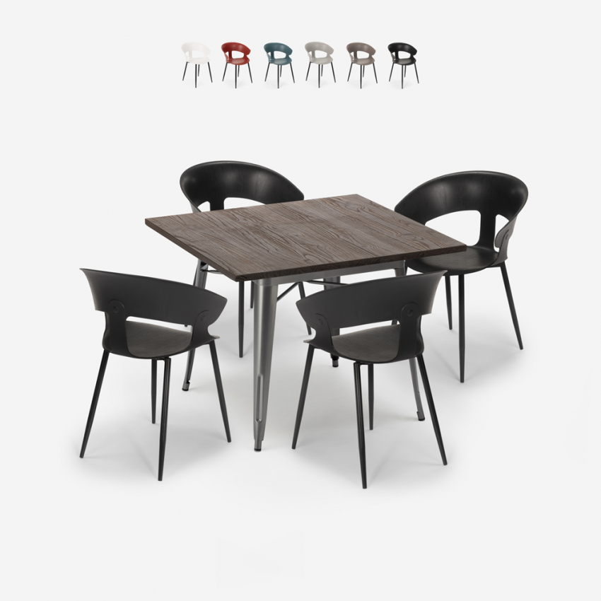 set kvadratiskt bord 80x80cm 4 Lix stolar industriell modern design reeve Rabatter