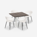 Set matbord 80x80cm trä metall 4 stolar design Reeve White Val