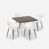 Set matbord 80x80cm trä metall 4 stolar design Reeve White Val