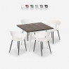 Set matbord 80x80cm trä metall 4 stolar design Reeve White Kampanj