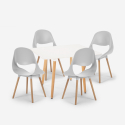 Set vitt kvadratiskt bord 80x80cm 4 stolar skandinavisk design Dax Light Bestånd