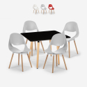 Set kvadratisk svart bord 80x80cm 4 stolar skandinavisk design Dax Dark Kampanj
