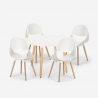 Set runt vitt bord 100cm skandinavisk design 4 stolar Midlan Light Rabatter