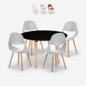 Set runt svart matbord  100cm 4 design stolar Midlan Dark Erbjudande