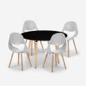 Set runt svart matbord  100cm 4 design stolar Midlan Dark Bestånd