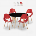 Set runt svart matbord  100cm 4 design stolar Midlan Dark Kampanj