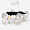 Set 4 stolar skandinavisk design rektangulärt bord 80x120cm Flocs Dark Försäljning