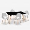 Set 4 stolar skandinavisk design rektangulärt bord 80x120cm Flocs Dark Katalog