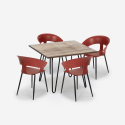 Set 4 stolar modern design bord 80x80cm industriellt restaurang kök Maeve Val