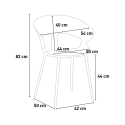 Set 4 stolar modern design bord 80x80cm industriellt restaurang kök Maeve 