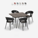 Set 4 stolar modern design bord 80x80cm industriellt restaurang kök Maeve Dark Kampanj